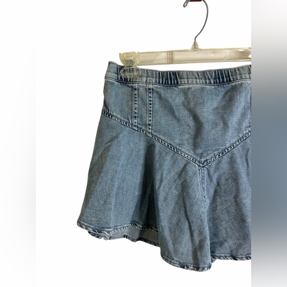 Aerie Blue Denim Circle Mini Skirt Asymmetrical Hem Womens Size Medium NWT - Picture 6 of 11